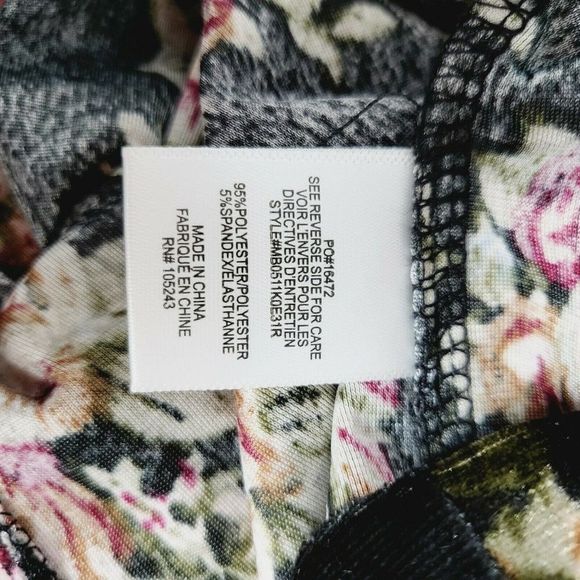 Bobeau Skirt size Medium floral black velvet pullon midi M back slit pull on NWT - Picture 7 of 9